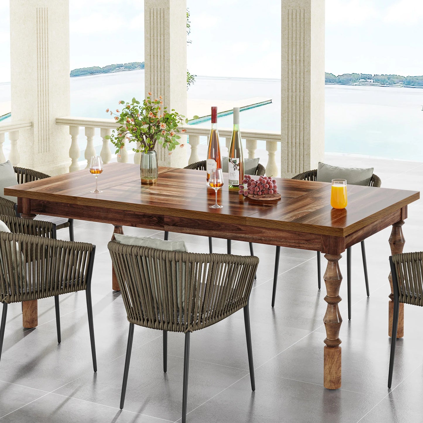 Tribesigns Wood Patio Table For 4 To 6 People Outdoor Dining