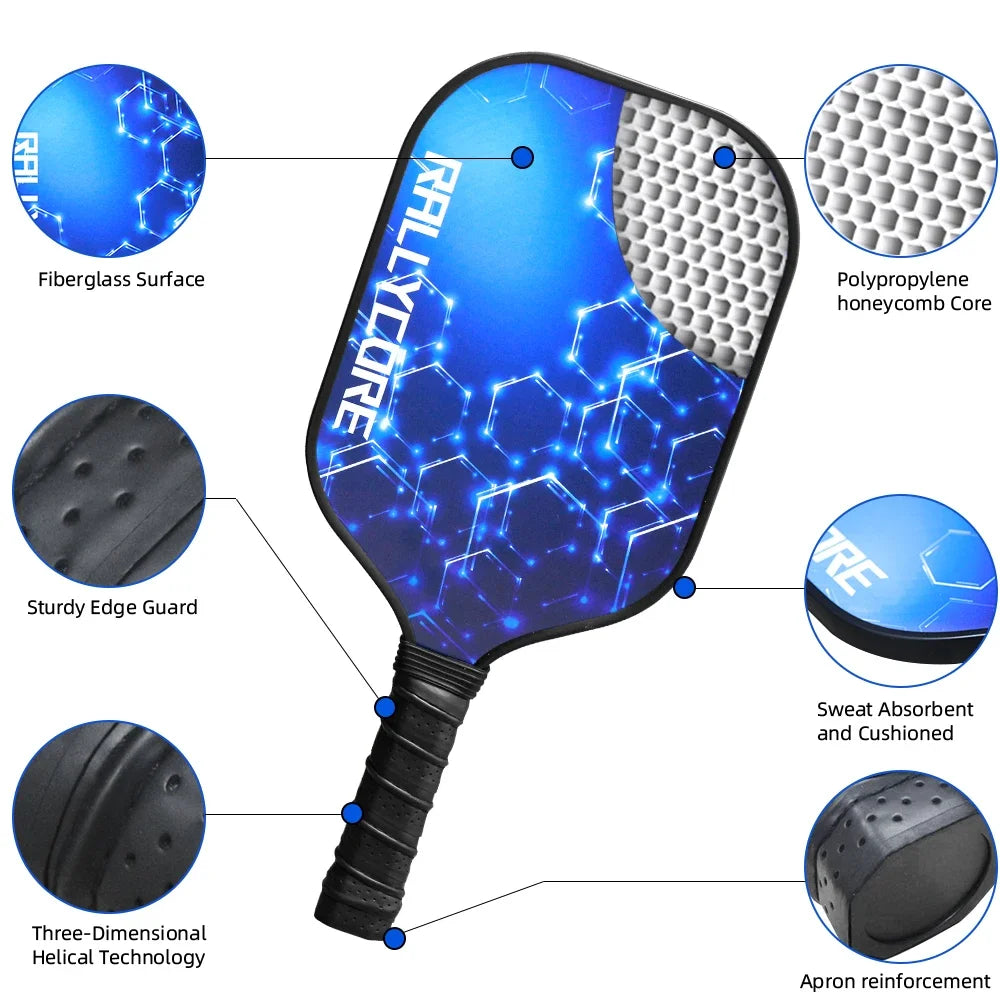 Pickleball Paddles Set of 2 Pro-Grade Honeycomb Core with 4 Balls