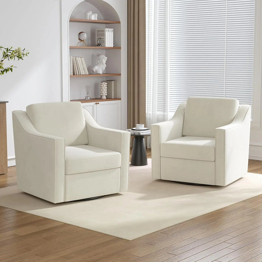 Upholstered Club Armchairs Set of 2 Chenille Fabric