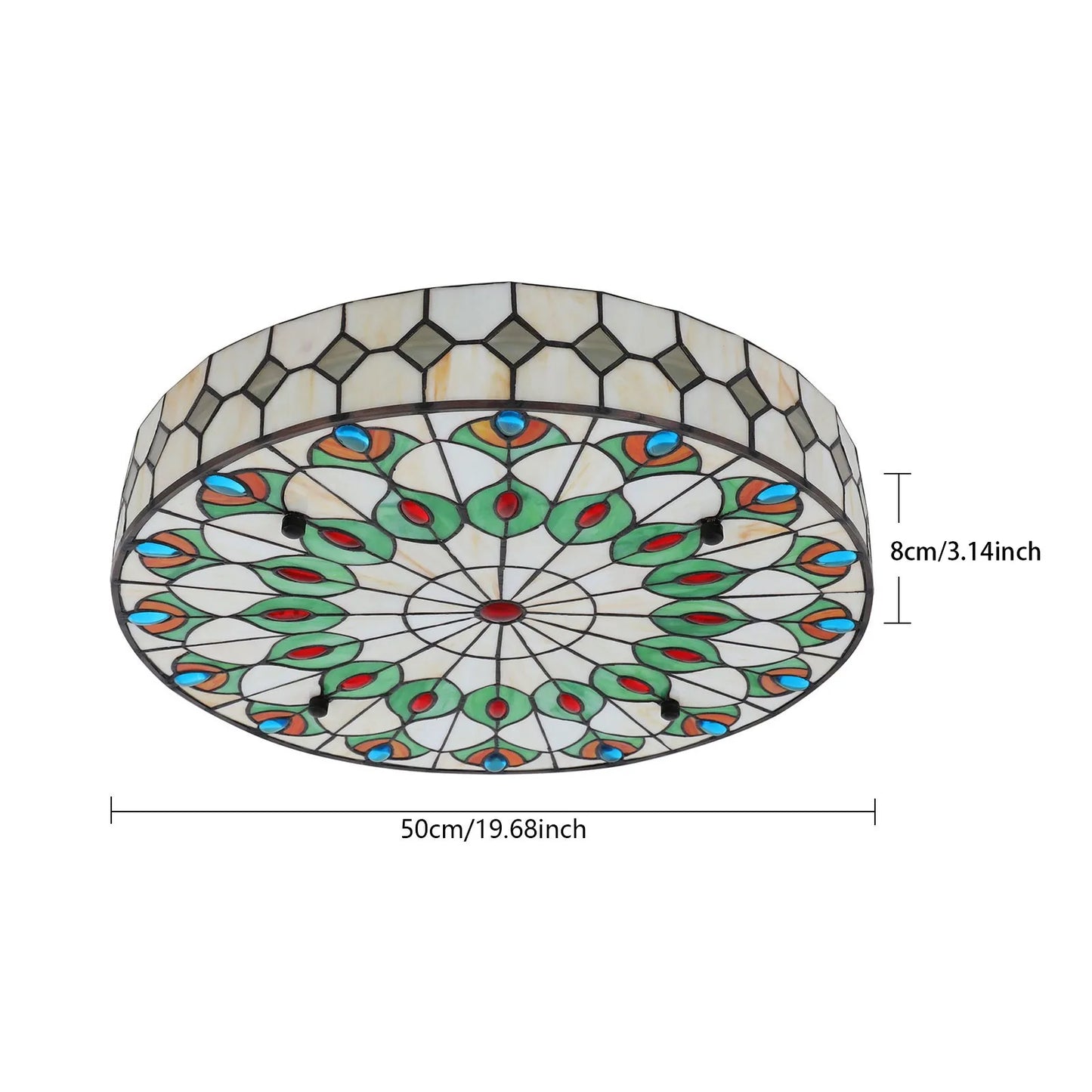 Retro Tiffany Style Flush Mount Ceiling Lamp Stained Glass Fixture