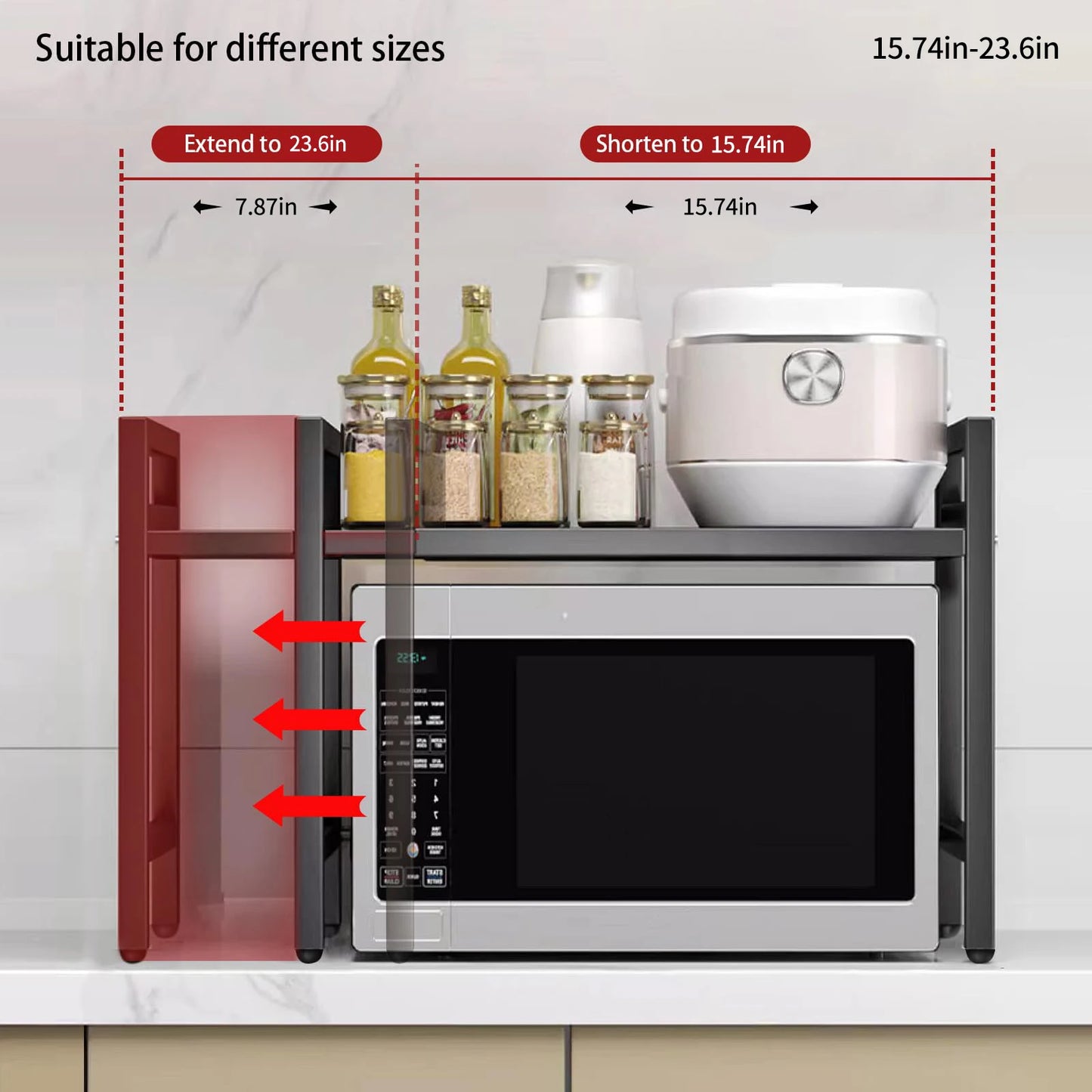 Expandable Microwave Shelf Organizer Rust Proof Kitchen Storage