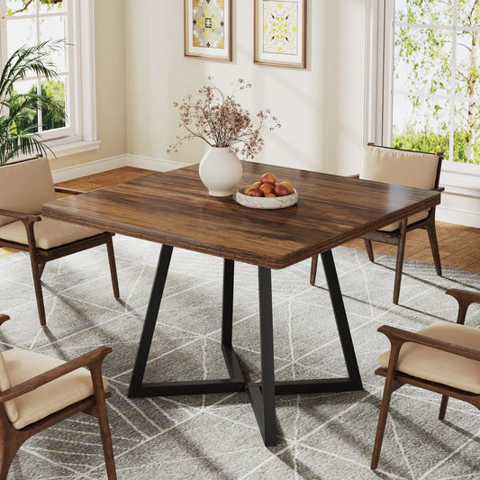 Tribesigns Square Dining Table Industrial Wood Kitchen Table