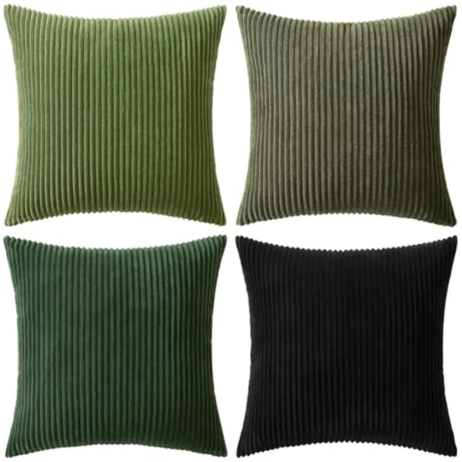 Boho Farmhouse Throw Pillow Covers 4 Pack Corduroy Cushion Covers For Couch