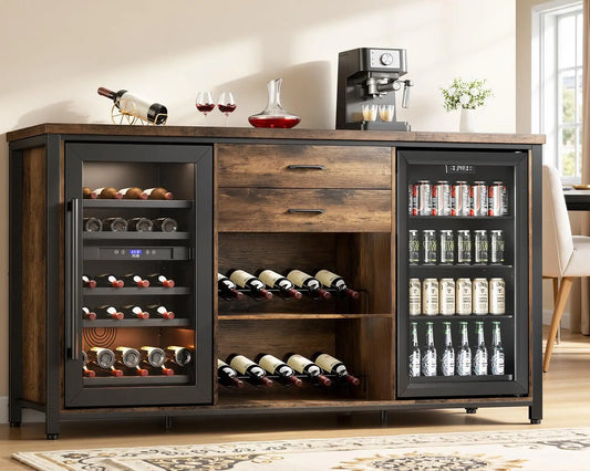 Coffee Bar Cabinet With Built In Fridge Spaces Wood Farmhouse Style