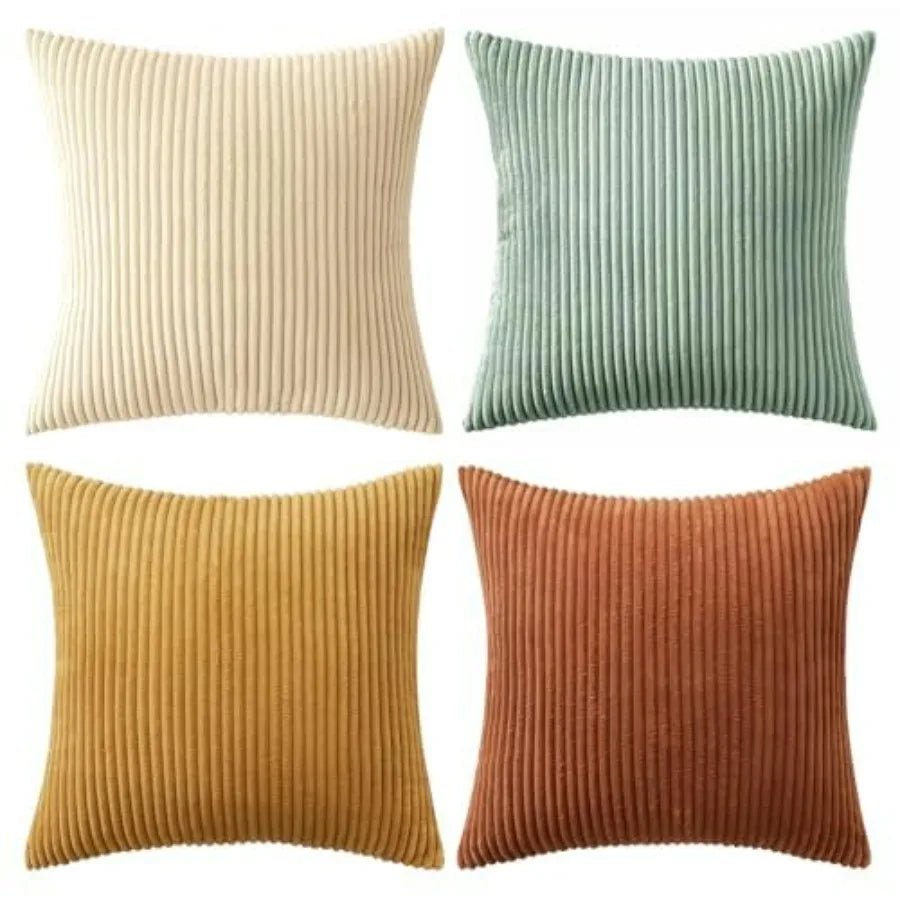 Boho Farmhouse Throw Pillow Covers 4 Pack Corduroy Cushion Covers For Couch