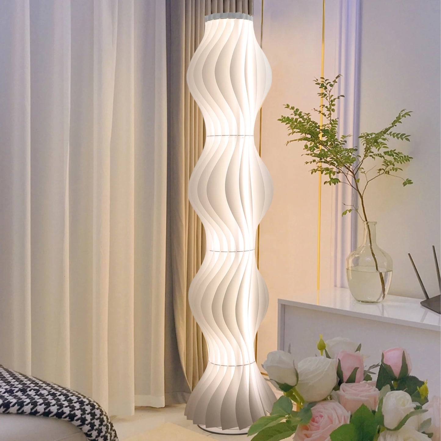 Floor Lamp With Pleated Shade Nordic Style For Living Room