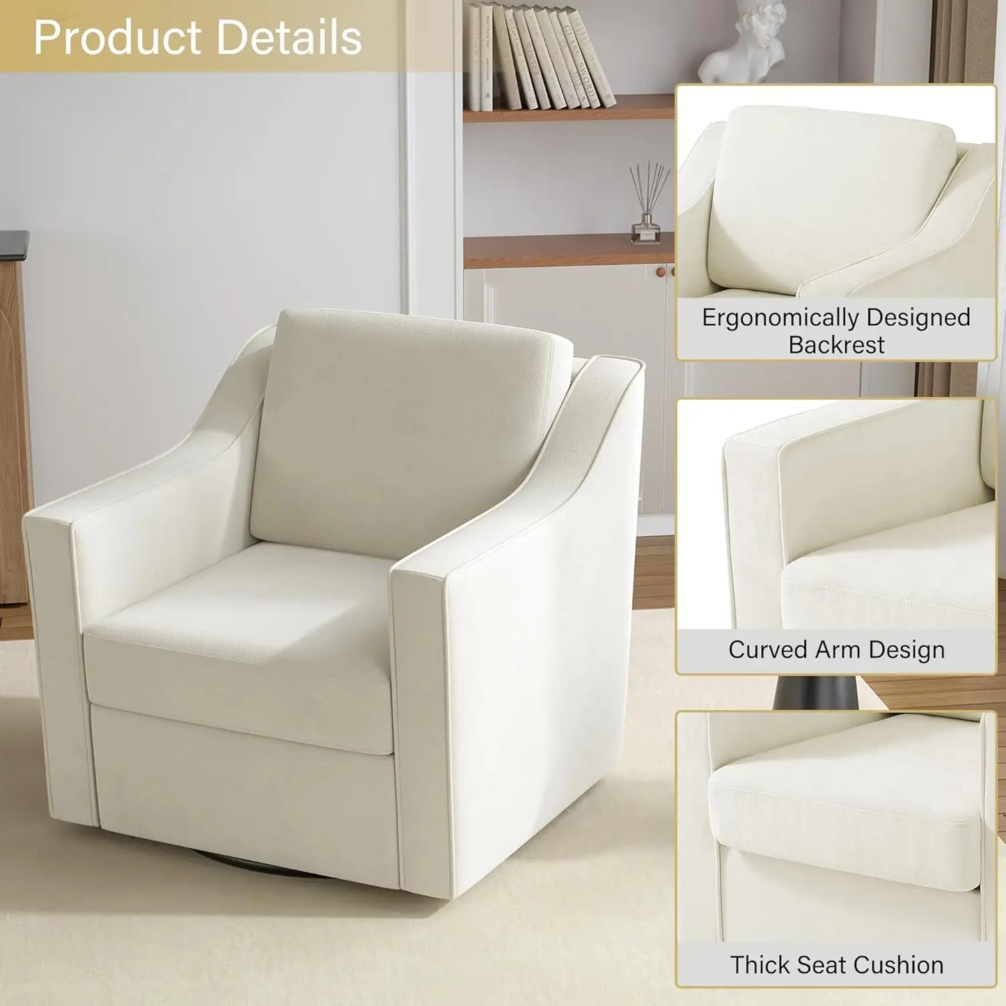 Upholstered Club Armchairs Set of 2 Chenille Fabric