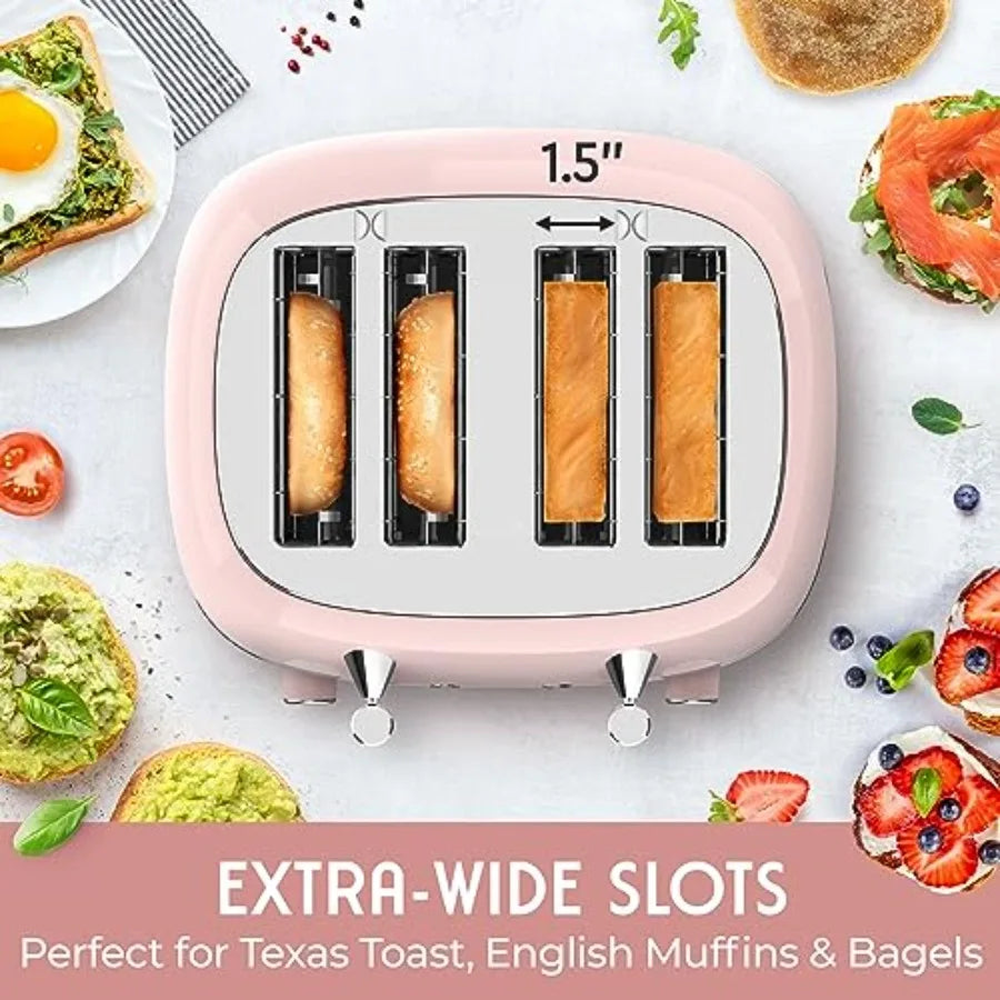 Mueller Retro Toaster with Extra Wide Slots Bagel Defrost and Cancel Function 6 Browning Levels Dual Independent Controls Remov