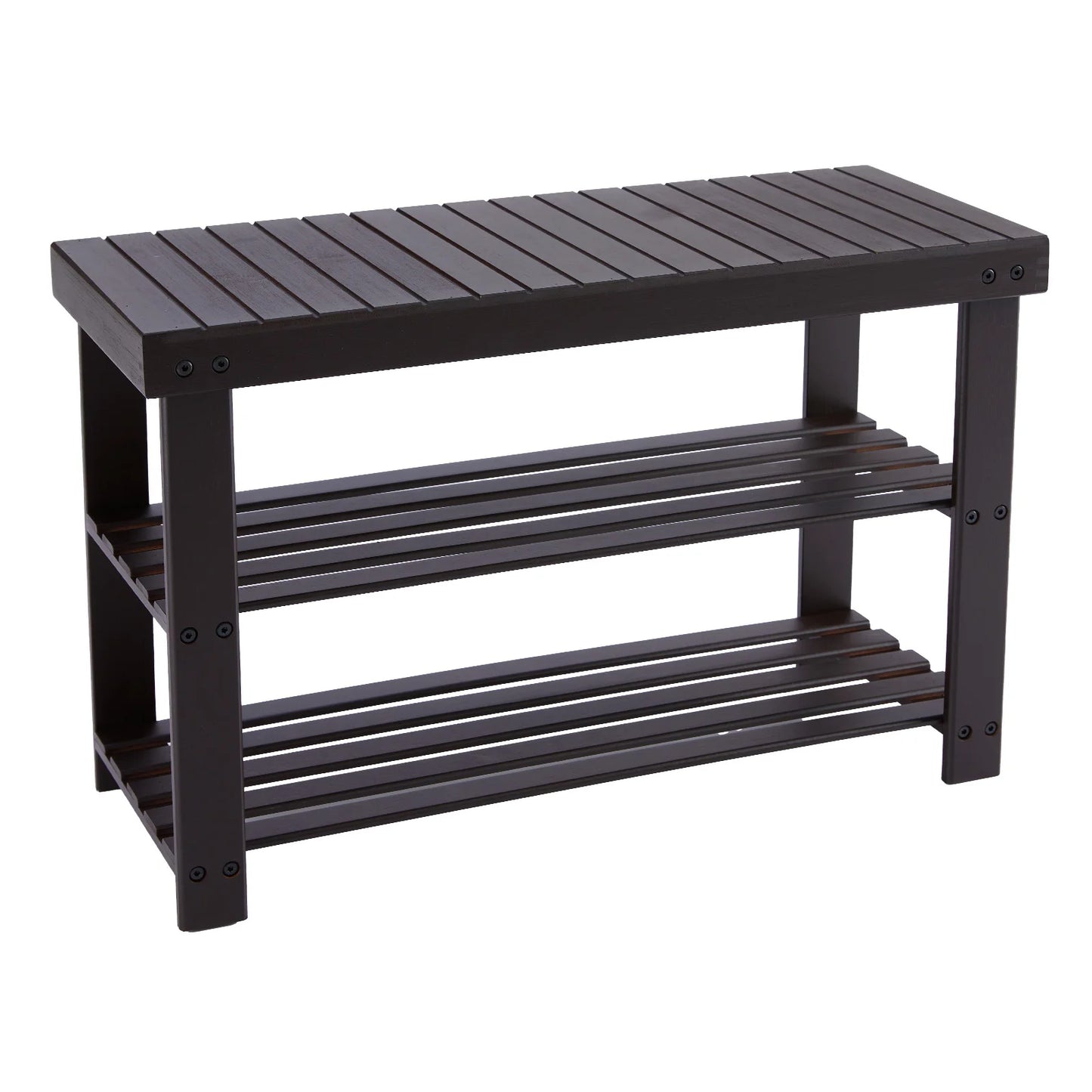 JHK 3 Tier Bamboo Entryway Bench Shoe Rack Organizer