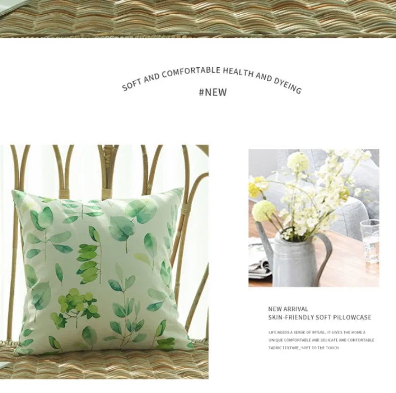 Indoor And Outdoor Waterproof Decorative Square Throw Pillow Cover With Leaf Pattern