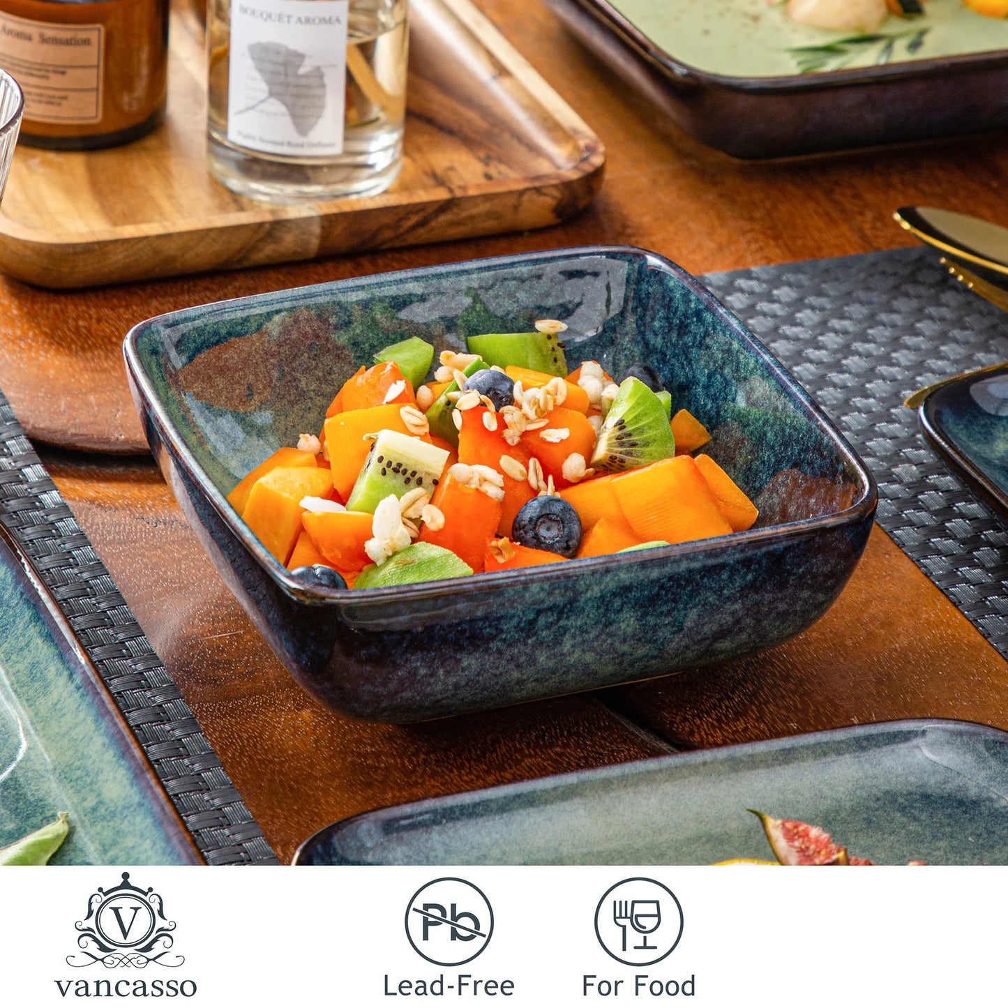 MALACASA Stern Ceramic Dinner Set For 4 People Kitchen Tableware
