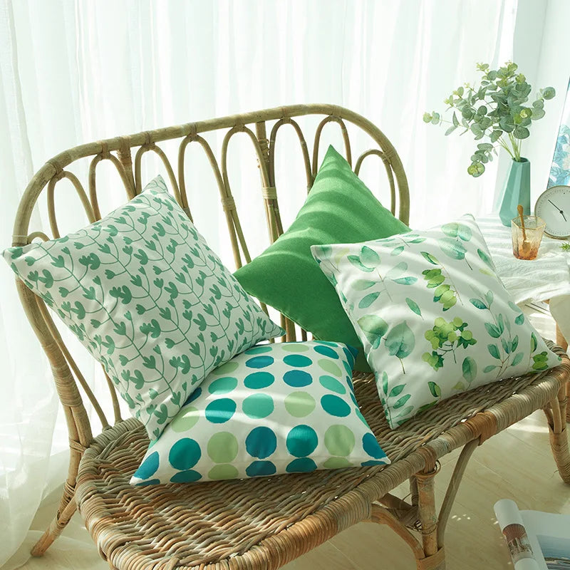 Indoor And Outdoor Waterproof Decorative Square Throw Pillow Cover With Leaf Pattern