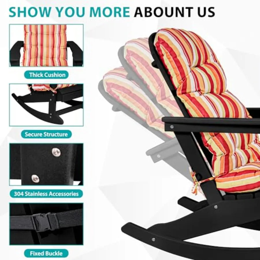 Adirondack Rocking Chair With Cushion HDPE All Weather Patio