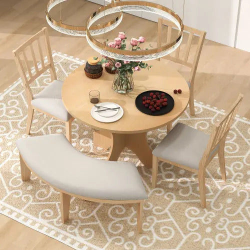 Rustic Charm 5 Piece Dining Set Round Table And Chairs