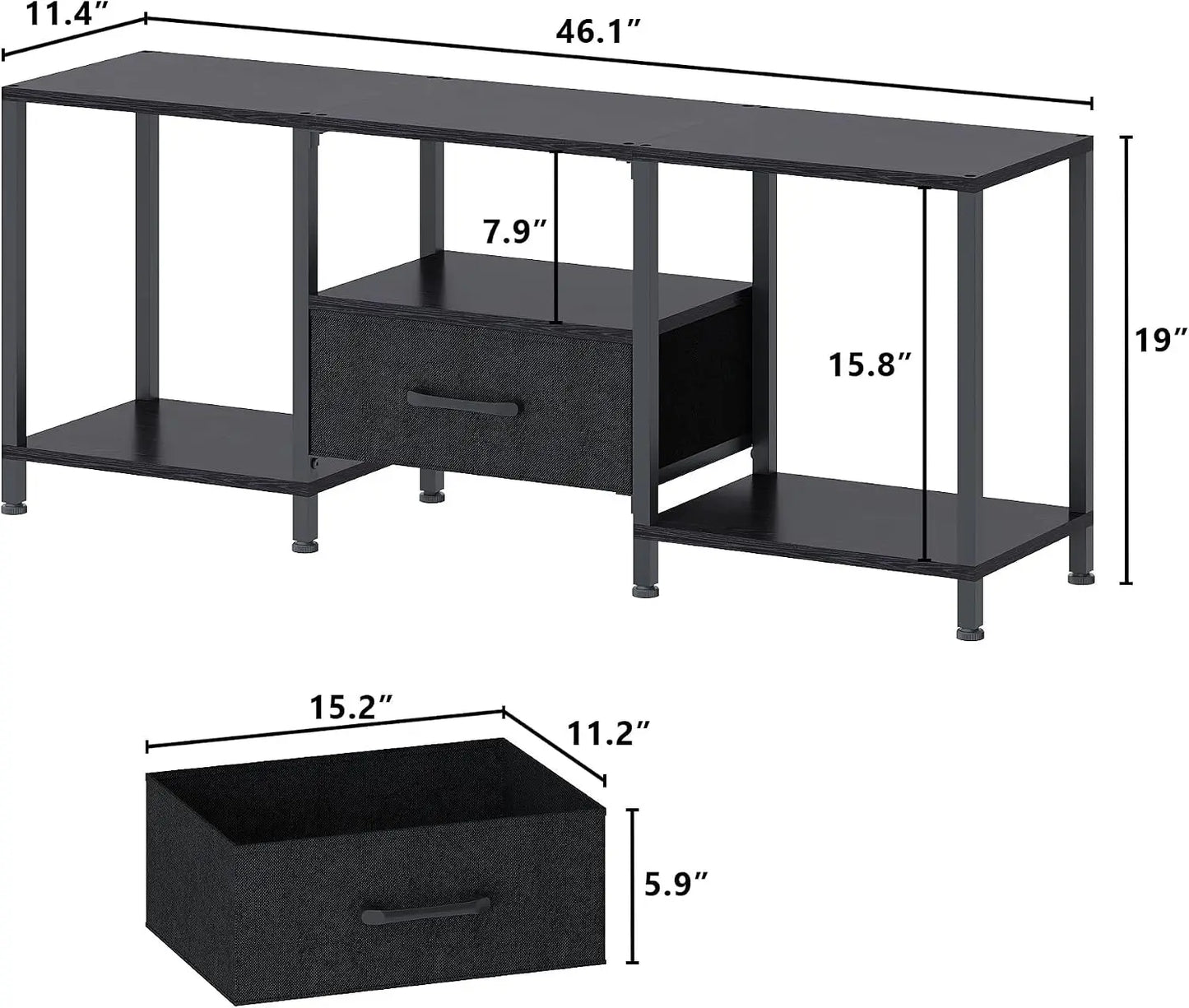 TV Stand With LED Lights And Fabric Drawer Media Console
