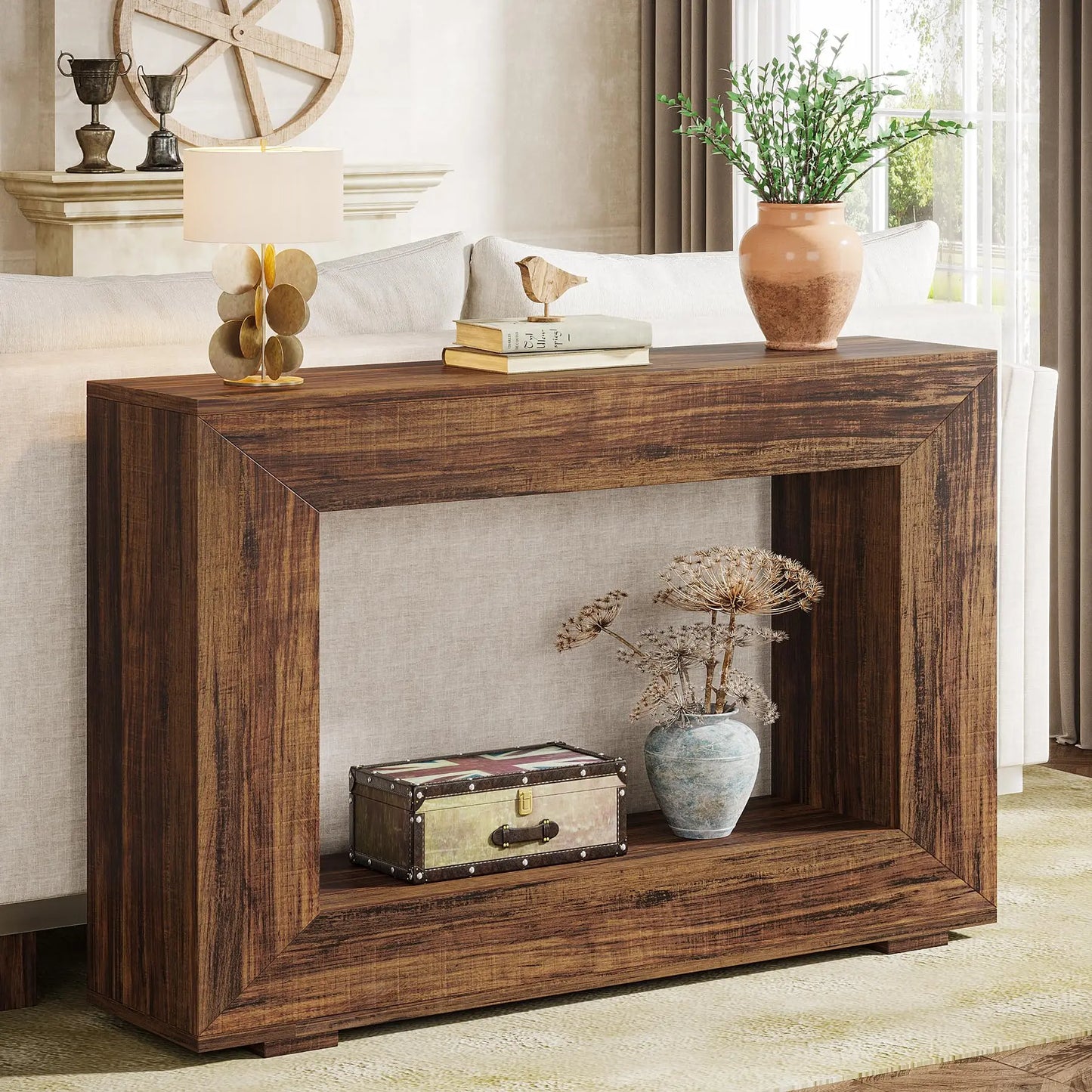 Tribesigns Antique Wooden Farmhouse Console Table With Storage