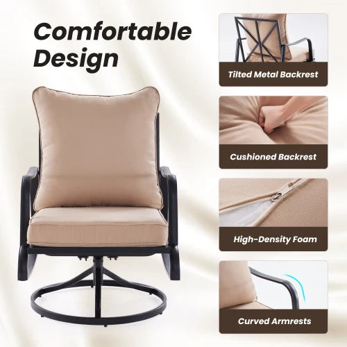 Outdoor Swivel Rocking Patio Chairs With 4 Inch Thick Cushions