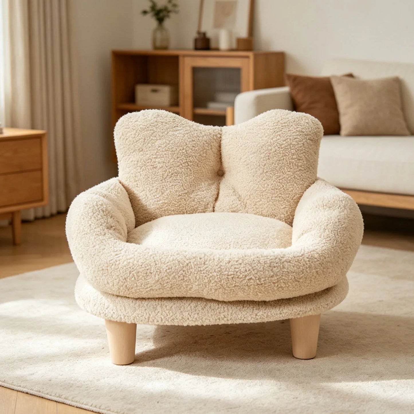 Luxury Detachable Washable Teddy Fleece Pet Bed for Dogs and Cats