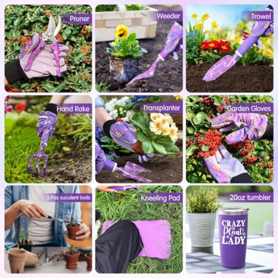 Gardening Gifts for Women Gardening Tools for Women 14 PCS Garden Tools Set Kit with Garden Tool Bag Plant Lover Christmas Moth