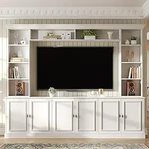 RBXC Modern TV Stand With 6 Doors And Adjustable Shelves