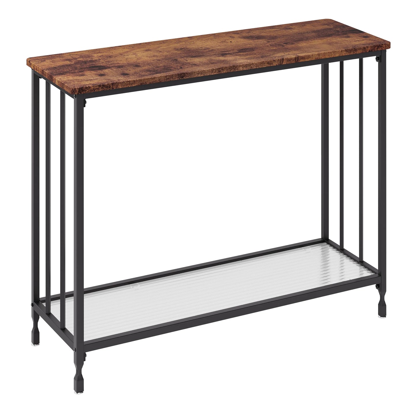 HobbyLane Console Table With Glass Shelf Metal Frame For Hallway