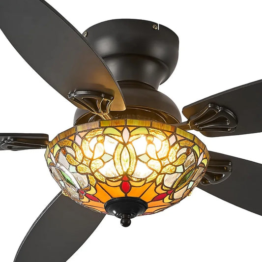Tiffany Ceiling Fans With Lights 6 Speed Reversible Indoor