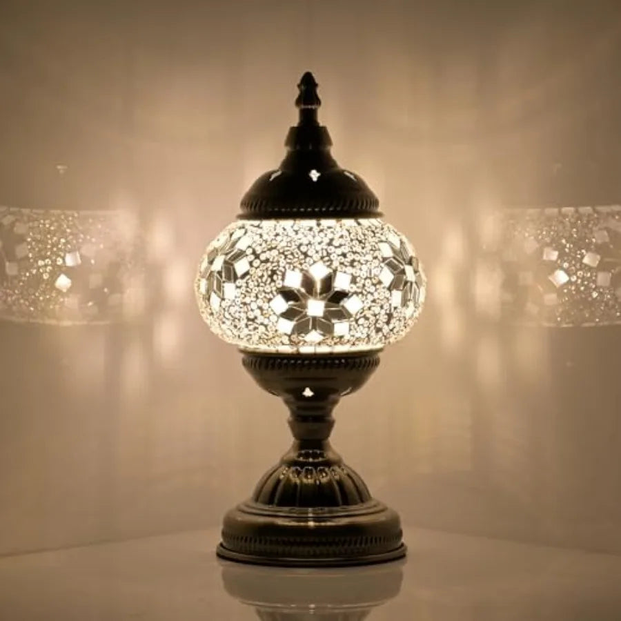 Turkish Moroccan Solar Table Lamp Handmade Mosaic Glass Lantern