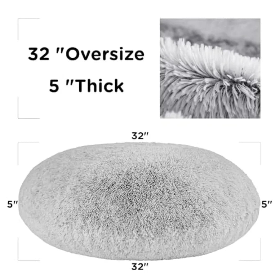 Faux Fur Floor Pillows Fluffy Round Cushions Decorative Living Room