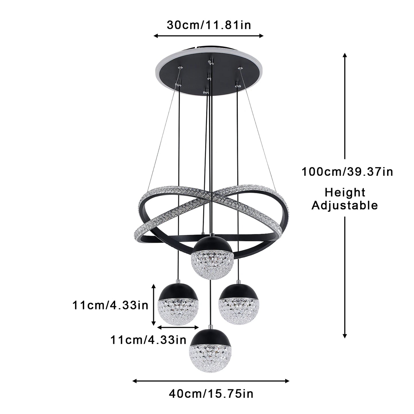 GreeLustr Modern LED Chandelier With Three LED Modes For Living Room