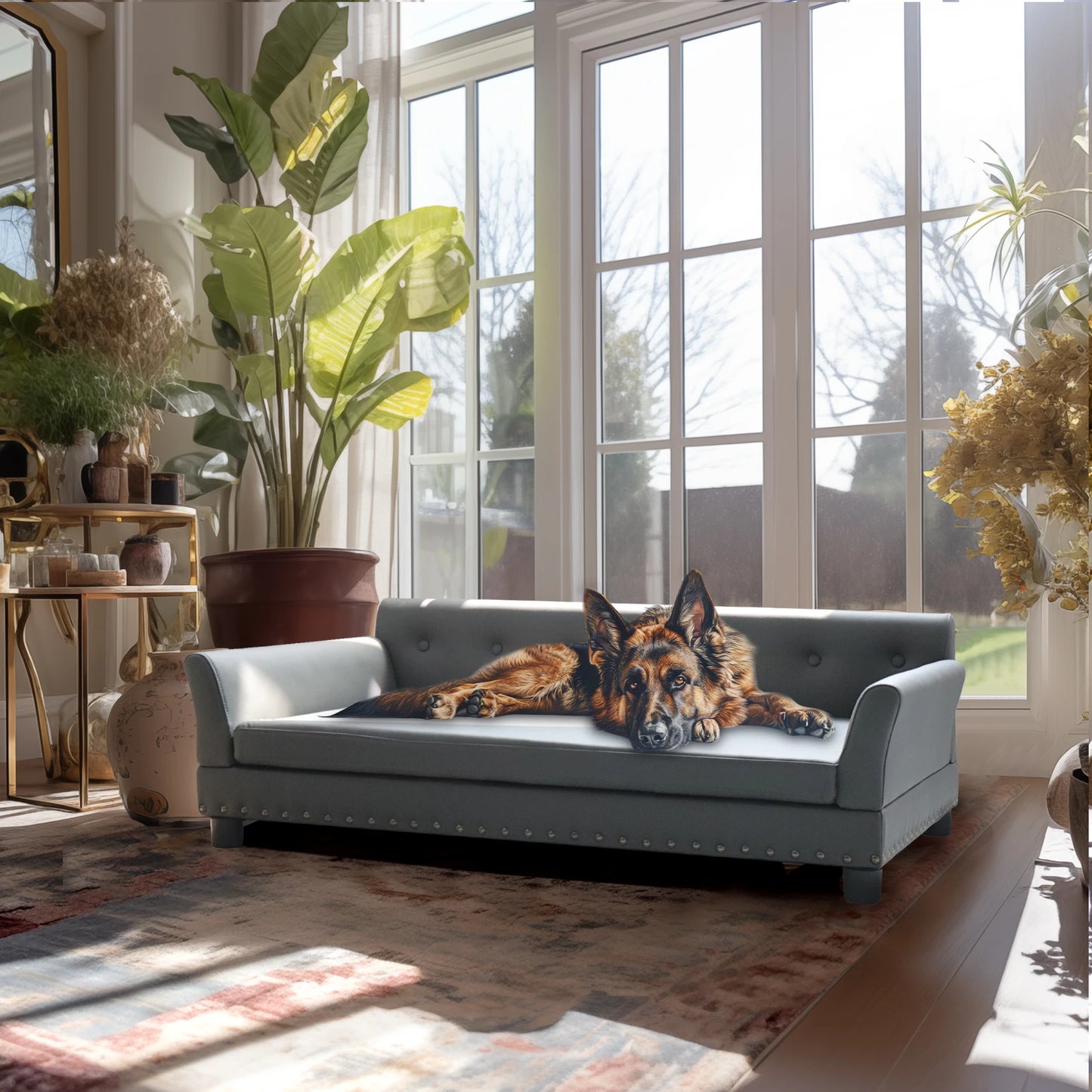 BINGOPAW Elevated Rectangle Dog Bed for Medium and Large Dogs