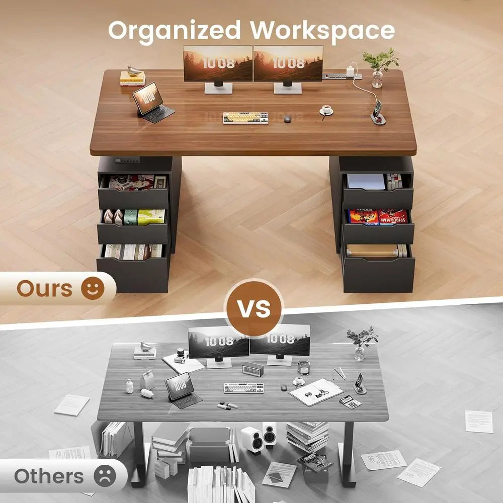 Electric Standing Desk With Storage And Power Outlet