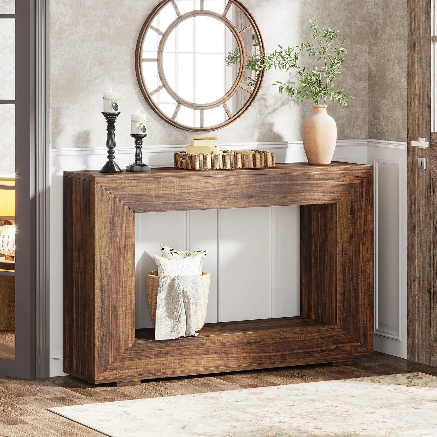 Tribesigns Antique Wooden Farmhouse Console Table With Storage