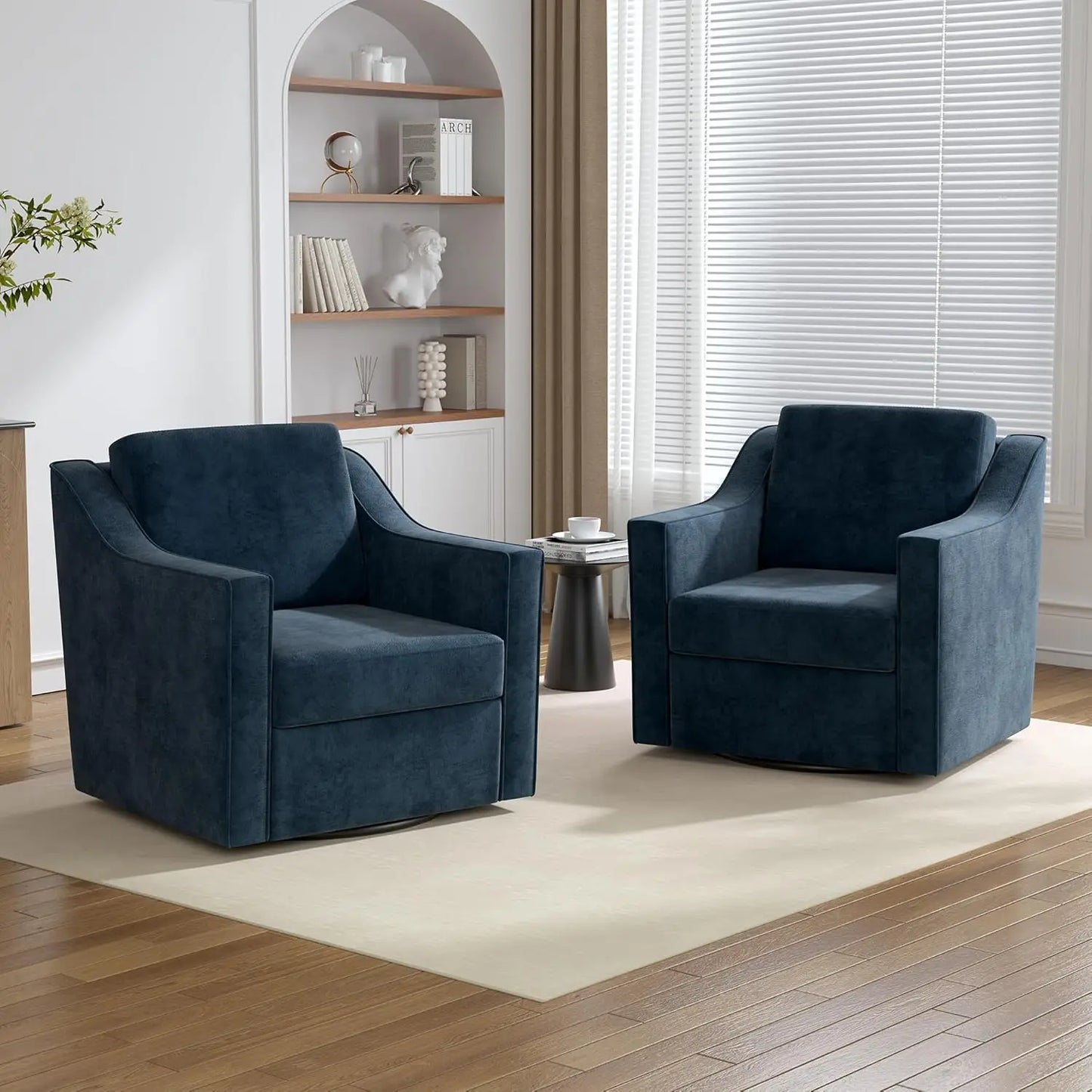Upholstered Club Armchairs Set of 2 Chenille Fabric