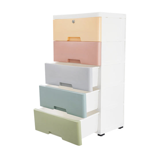 Plastic Five Drawer Vertical Clothes Storage Tower Organizer