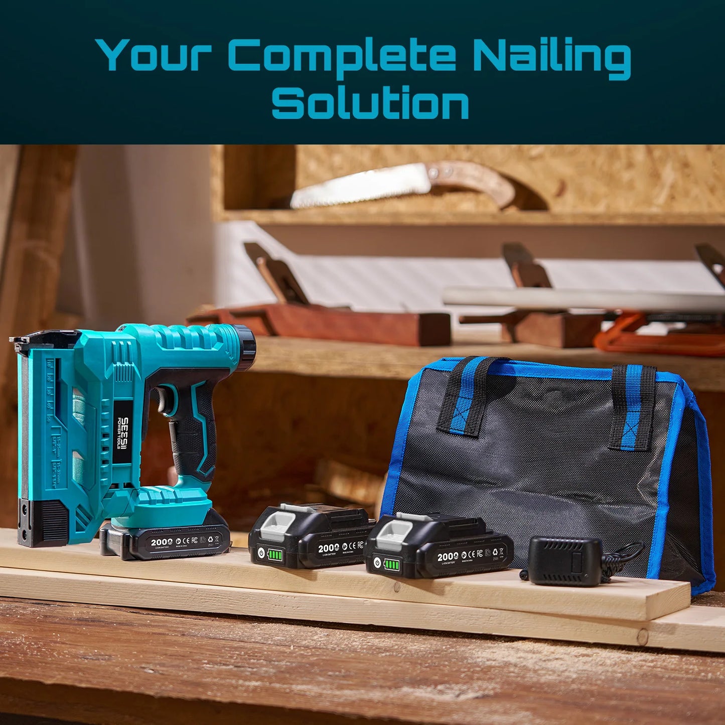 Seesii 18 Gauge Cordless Brad Nailer With 1000 Nails And Batteries
