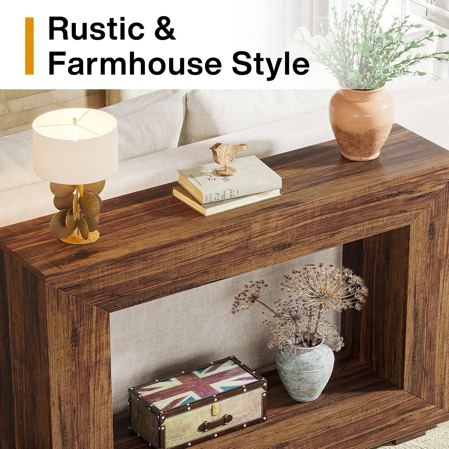Tribesigns Antique Wooden Farmhouse Console Table With Storage