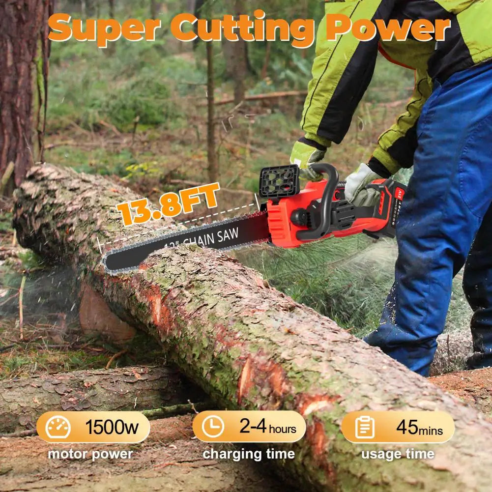Cordless Mini Electric Chainsaw With 2 Batteries And Charger