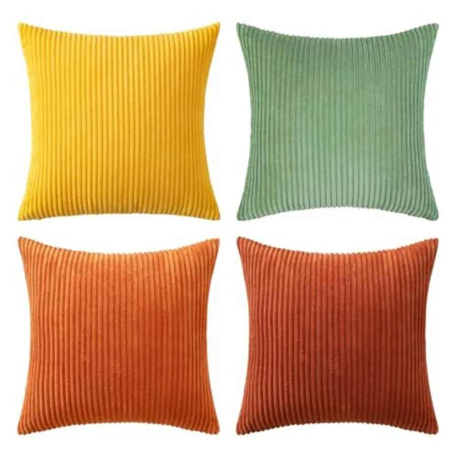 Boho Farmhouse Throw Pillow Covers 4 Pack Corduroy Cushion Covers For Couch