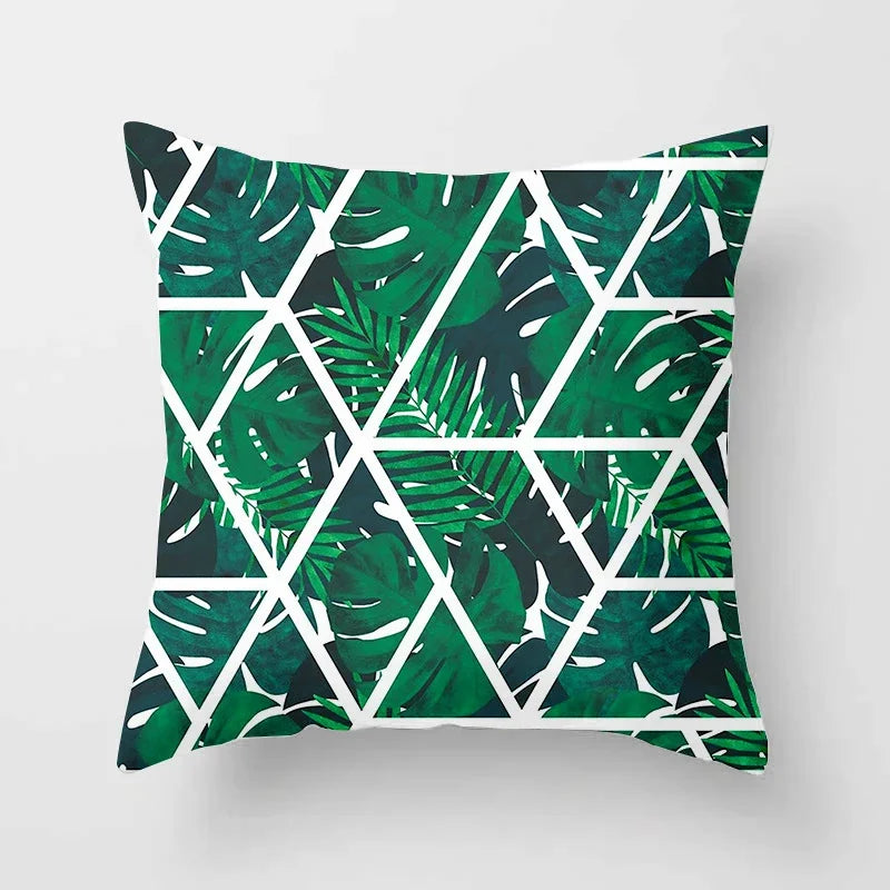 Tropical Leaf Cactus Double-sided Plush Throw Pillow