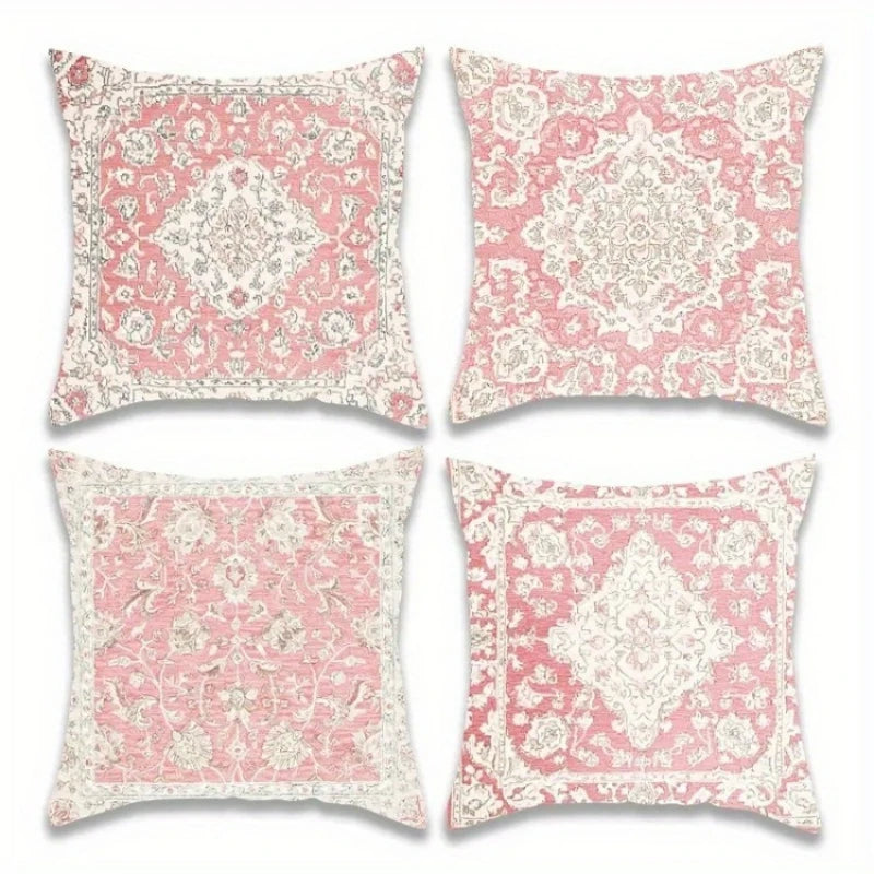 Boho Distressed Oriental Square Throw Pillow Covers