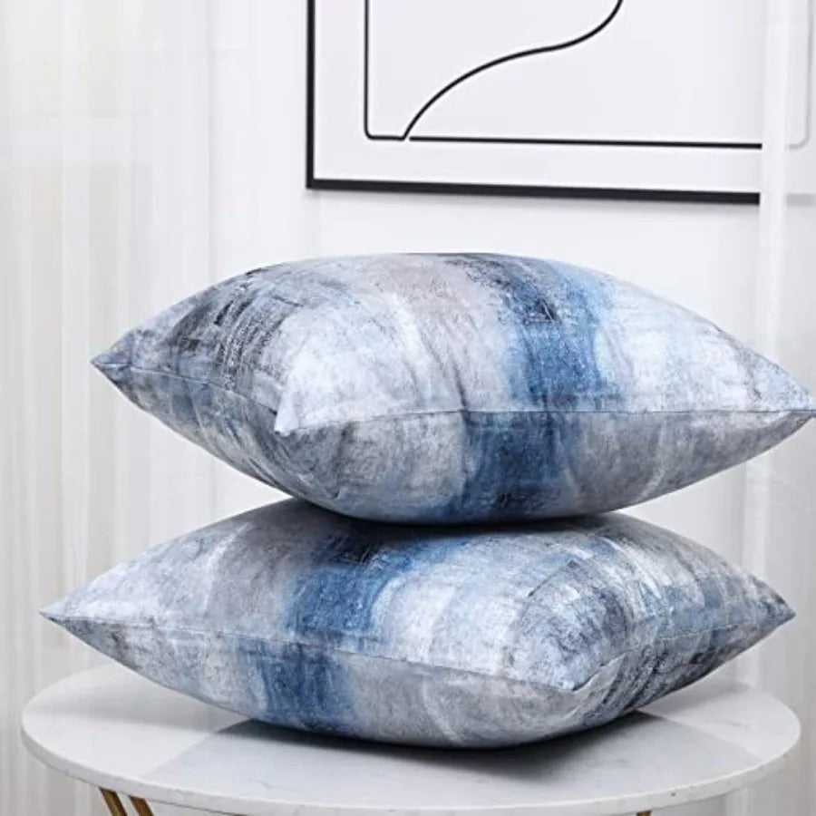 Abstract Art Pillow Cover Knit Faux Fur Cushion Modern Decor