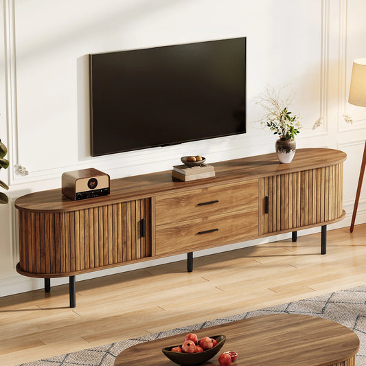 Tribesigns Mid Century Modern TV Stand With Sliding Tambour Doors