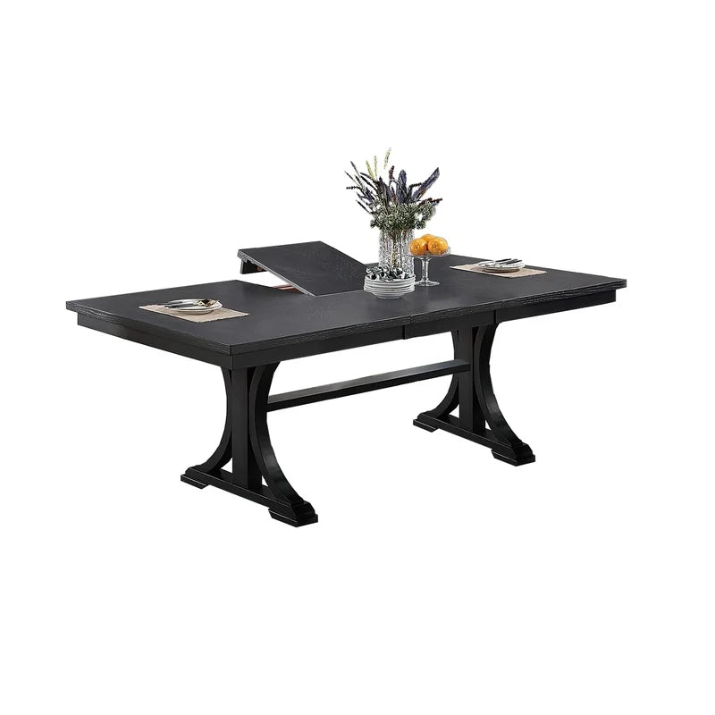 Trestle Base Dining Table With Fabric Chairs Modern Set