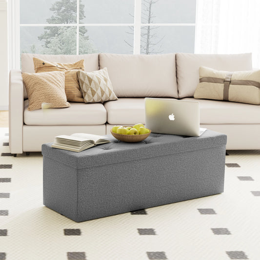 JHK Folding Storage Ottoman Bench With Hidden Toy Box
