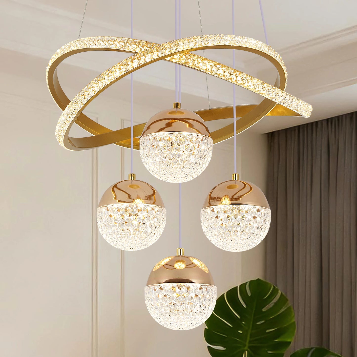 GreeLustr Modern LED Chandelier With Three LED Modes For Living Room