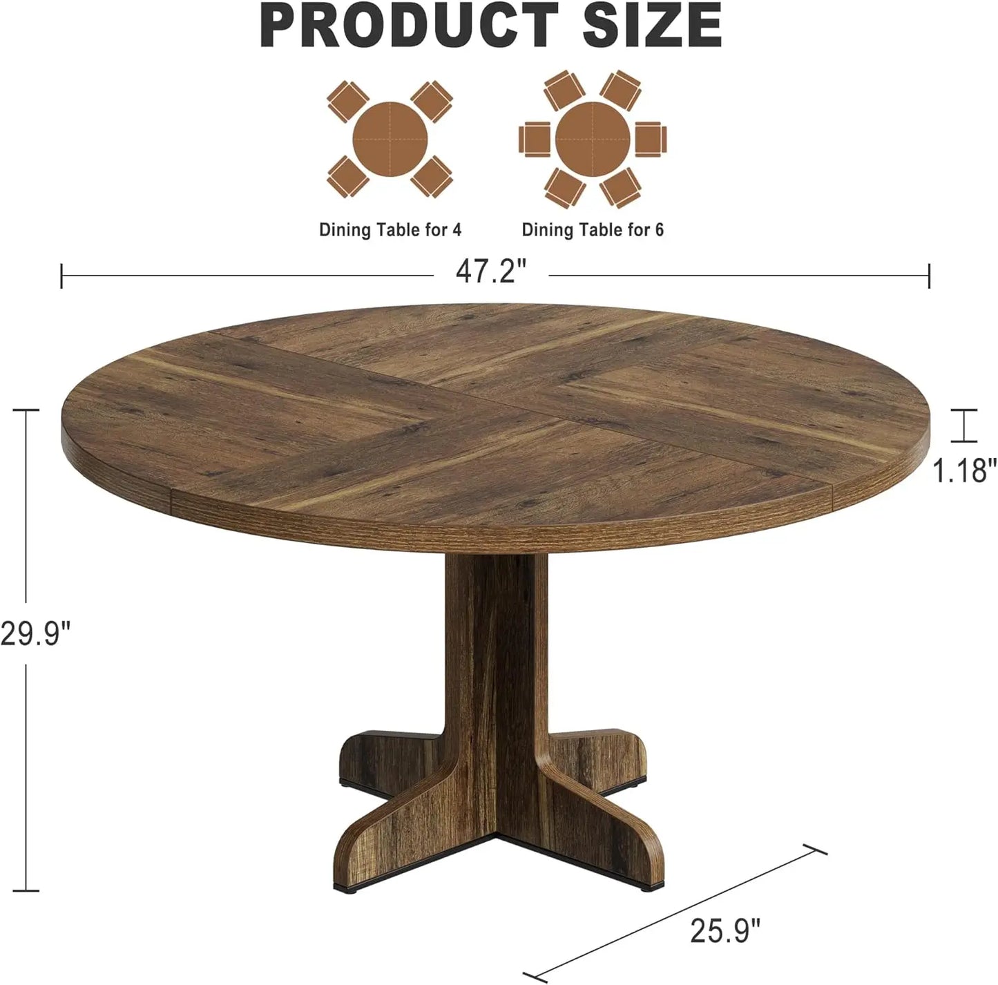 Studyset Round Dining Table Four Farmhouse Stable Base