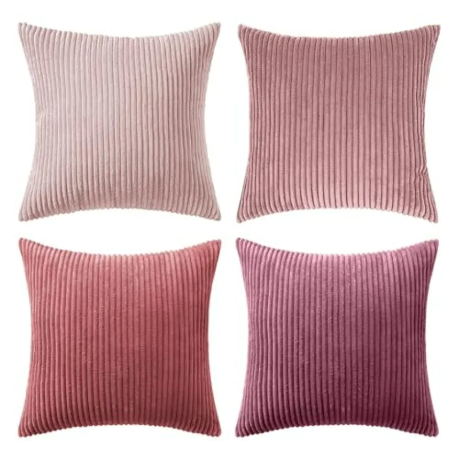 Boho Farmhouse Throw Pillow Covers 4 Pack Corduroy Cushion Covers For Couch