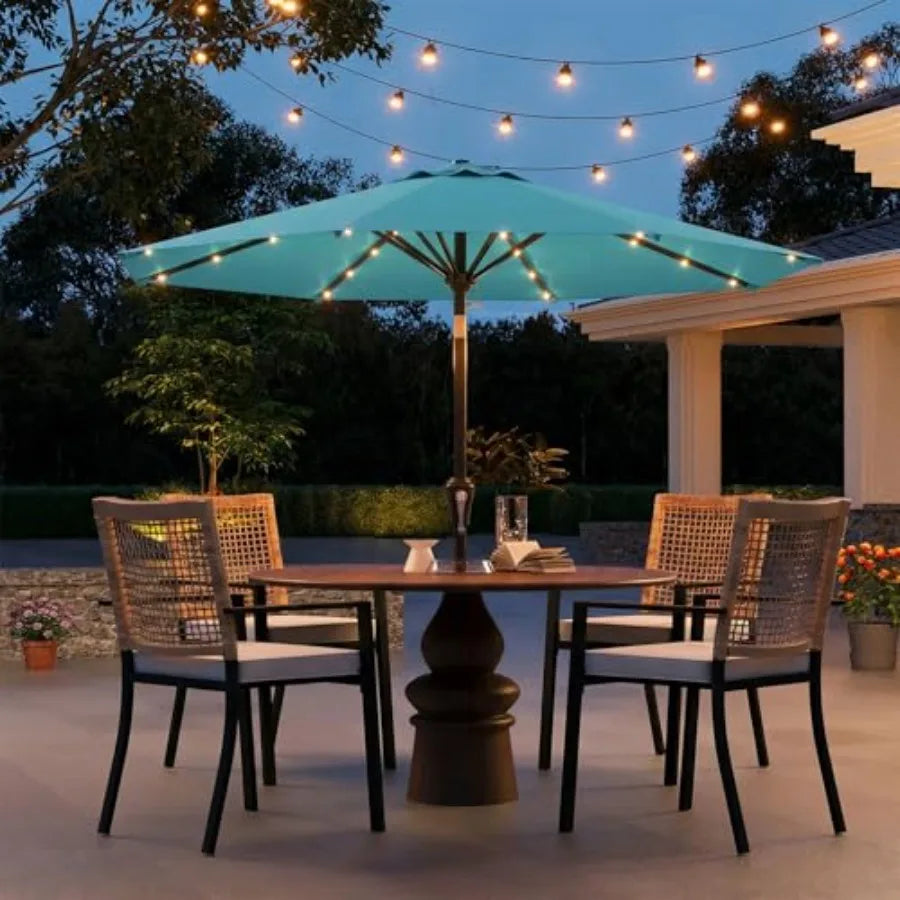 Solar LED Patio Umbrella With Tilt Crank 32 LED Lights