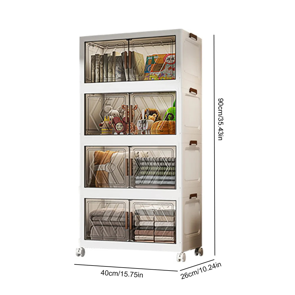APWIKOGER 4 Tier Foldable Storage Bins With Doors And Wheels
