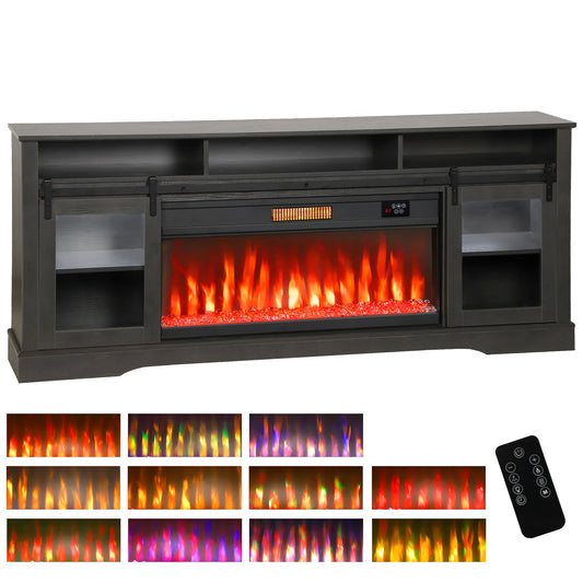 HOMCOM Fireplace TV Stand With Electric Fireplace And LED Lighting